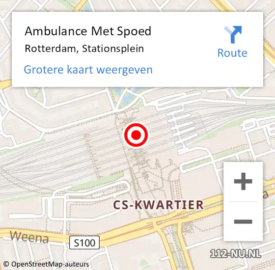 Locatie op kaart van de 112 melding: Ambulance Met Spoed Naar Rotterdam, Stationsplein op 6 maart 2024 15:58