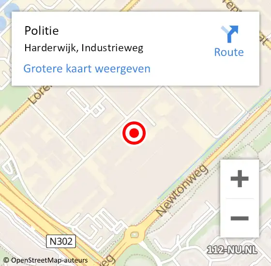 Locatie op kaart van de 112 melding: Politie Harderwijk, Industrieweg op 6 maart 2024 16:02