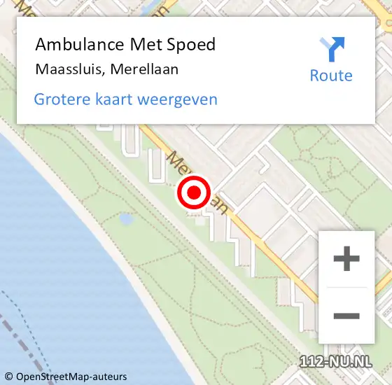 Locatie op kaart van de 112 melding: Ambulance Met Spoed Naar Maassluis, Merellaan op 6 maart 2024 16:07