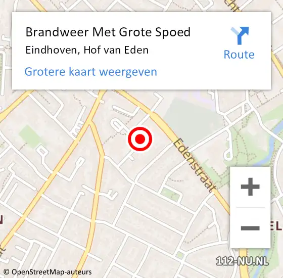 Locatie op kaart van de 112 melding: Brandweer Met Grote Spoed Naar Eindhoven, Hof van Eden op 6 maart 2024 16:10