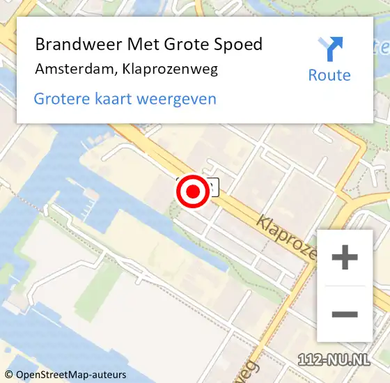 Locatie op kaart van de 112 melding: Brandweer Met Grote Spoed Naar Amsterdam, Klaprozenweg op 6 maart 2024 16:35