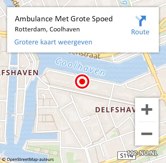 Locatie op kaart van de 112 melding: Ambulance Met Grote Spoed Naar Rotterdam, Coolhaven op 6 maart 2024 17:05