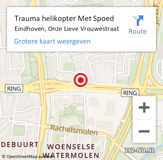 Locatie op kaart van de 112 melding: Trauma helikopter Met Spoed Naar Eindhoven, Onze Lieve Vrouwestraat op 6 maart 2024 17:13