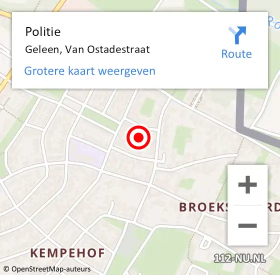 Locatie op kaart van de 112 melding: Politie Geleen, Van Ostadestraat op 6 maart 2024 17:19