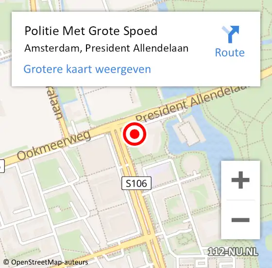 Locatie op kaart van de 112 melding: Politie Met Grote Spoed Naar Amsterdam, President Allendelaan op 6 maart 2024 17:23