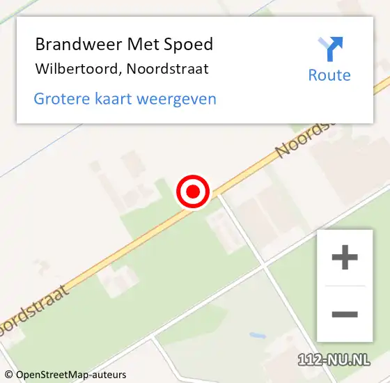 Locatie op kaart van de 112 melding: Brandweer Met Spoed Naar Wilbertoord, Noordstraat op 6 maart 2024 17:55