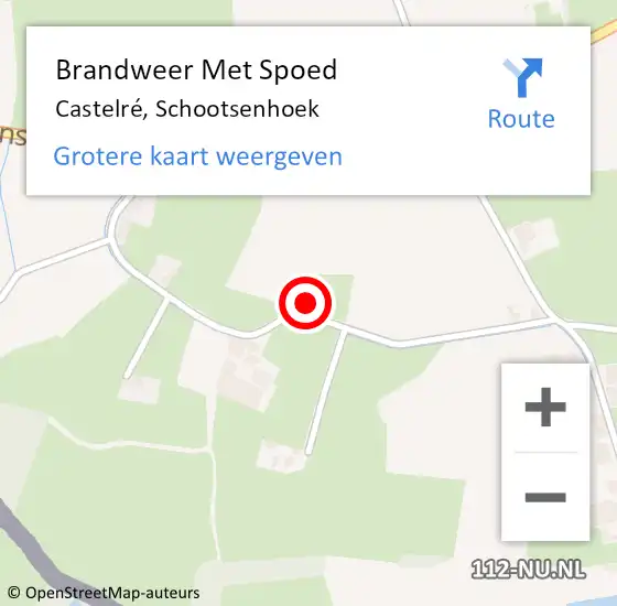 Locatie op kaart van de 112 melding: Brandweer Met Spoed Naar Castelré, Schootsenhoek op 6 maart 2024 18:11