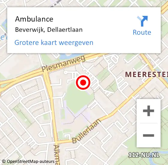Locatie op kaart van de 112 melding: Ambulance Beverwijk, Dellaertlaan op 6 maart 2024 18:30