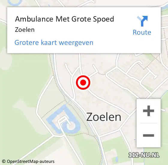 Locatie op kaart van de 112 melding: Ambulance Met Grote Spoed Naar Zoelen op 6 maart 2024 18:46