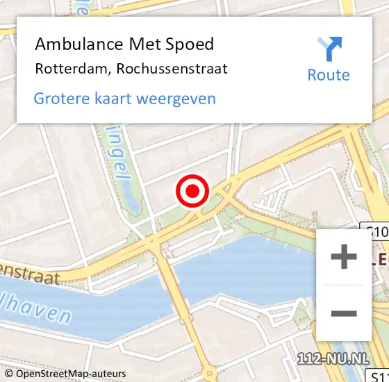 Locatie op kaart van de 112 melding: Ambulance Met Spoed Naar Rotterdam, Rochussenstraat op 6 maart 2024 19:13