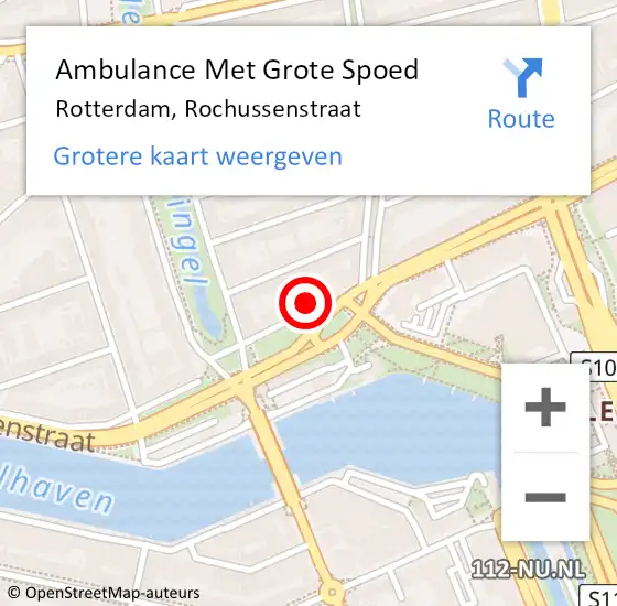 Locatie op kaart van de 112 melding: Ambulance Met Grote Spoed Naar Rotterdam, Rochussenstraat op 6 maart 2024 19:31