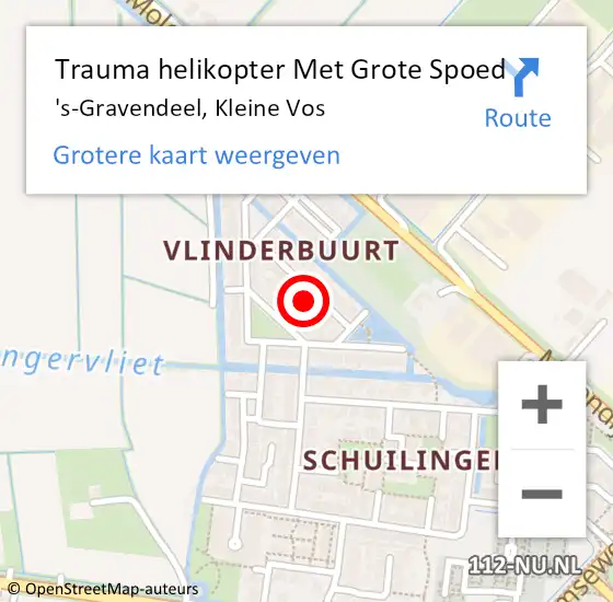 Locatie op kaart van de 112 melding: Trauma helikopter Met Grote Spoed Naar 's-Gravendeel, Kleine Vos op 6 maart 2024 19:34