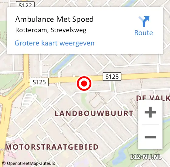 Locatie op kaart van de 112 melding: Ambulance Met Spoed Naar Rotterdam, Strevelsweg op 6 maart 2024 20:47