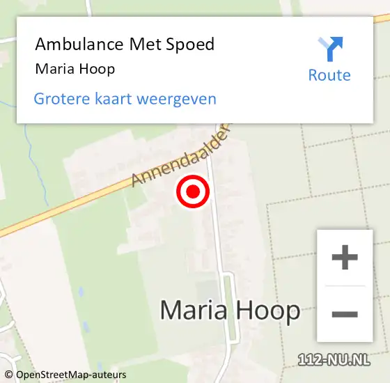Locatie op kaart van de 112 melding: Ambulance Met Spoed Naar Maria-hoop op 6 maart 2024 21:20