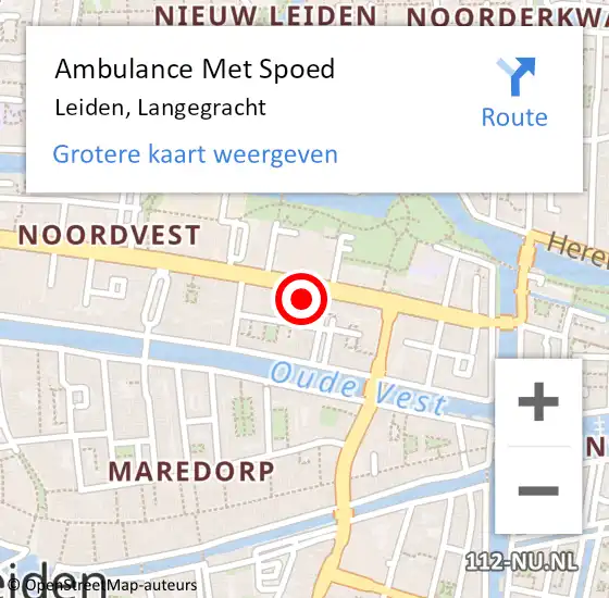 Locatie op kaart van de 112 melding: Ambulance Met Spoed Naar Leiden, Langegracht op 6 maart 2024 22:31