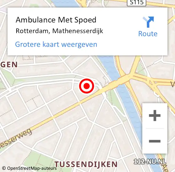 Locatie op kaart van de 112 melding: Ambulance Met Spoed Naar Rotterdam, Mathenesserdijk op 6 maart 2024 23:21