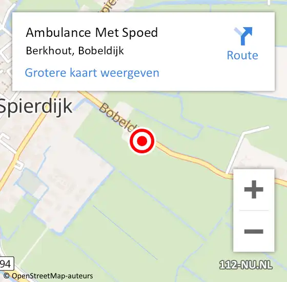 Locatie op kaart van de 112 melding: Ambulance Met Spoed Naar Berkhout, Bobeldijk op 6 maart 2024 23:42