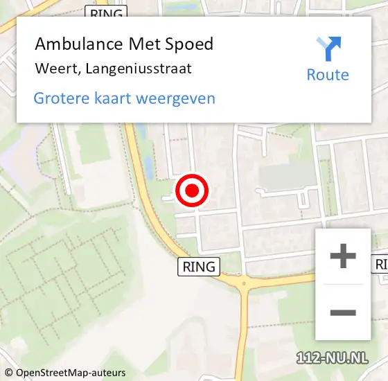 Locatie op kaart van de 112 melding: Ambulance Met Spoed Naar Weert, Langeniusstraat op 28 september 2014 10:32