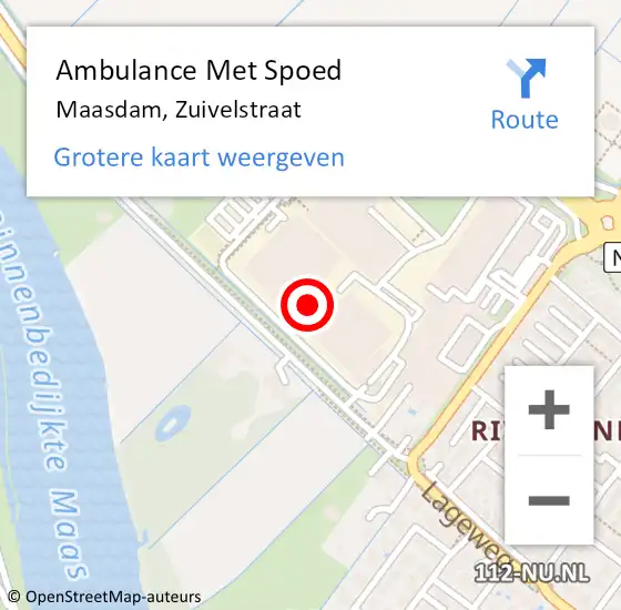 Locatie op kaart van de 112 melding: Ambulance Met Spoed Naar Maasdam, Zuivelstraat op 7 maart 2024 01:27