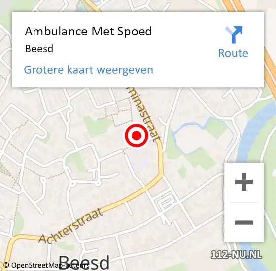 Locatie op kaart van de 112 melding: Ambulance Met Spoed Naar Beesd op 7 maart 2024 01:42