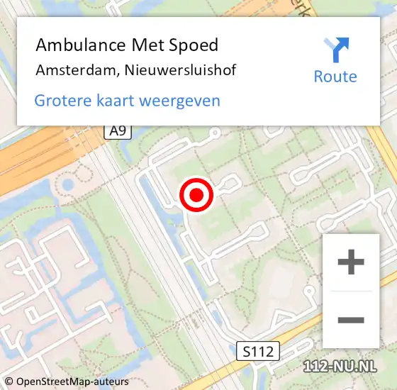 Locatie op kaart van de 112 melding: Ambulance Met Spoed Naar Amsterdam, Nieuwersluishof op 7 maart 2024 04:40