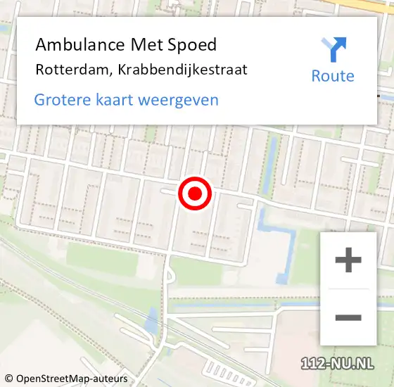 Locatie op kaart van de 112 melding: Ambulance Met Spoed Naar Rotterdam, Krabbendijkestraat op 7 maart 2024 05:14