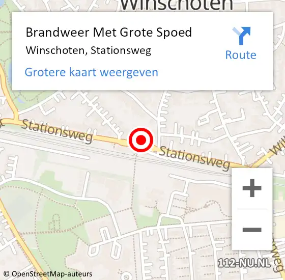 Locatie op kaart van de 112 melding: Brandweer Met Grote Spoed Naar Winschoten, Stationsweg op 7 maart 2024 06:01