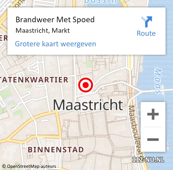 Locatie op kaart van de 112 melding: Brandweer Met Spoed Naar Maastricht, Markt op 7 maart 2024 06:24