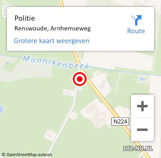 Locatie op kaart van de 112 melding: Politie Renswoude, Arnhemseweg op 7 maart 2024 06:48