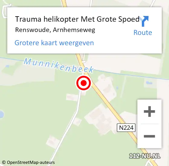 Locatie op kaart van de 112 melding: Trauma helikopter Met Grote Spoed Naar Renswoude, Arnhemseweg op 7 maart 2024 06:50