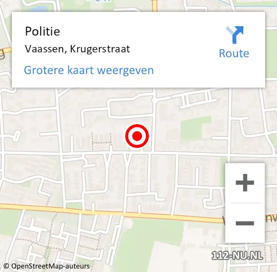 Locatie op kaart van de 112 melding: Politie Vaassen, Krugerstraat op 7 maart 2024 07:01