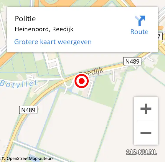 Locatie op kaart van de 112 melding: Politie Heinenoord, Reedijk op 7 maart 2024 07:41