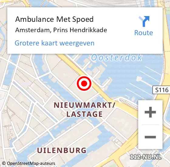 Locatie op kaart van de 112 melding: Ambulance Met Spoed Naar Amsterdam, Prins Hendrikkade op 7 maart 2024 07:45