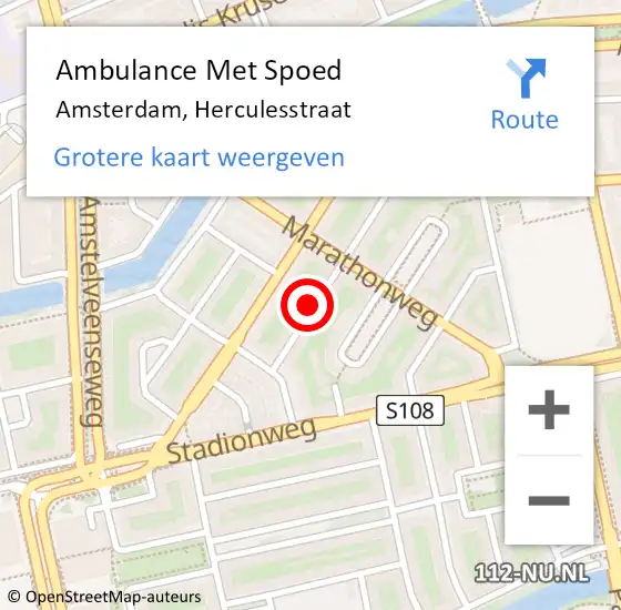 Locatie op kaart van de 112 melding: Ambulance Met Spoed Naar Amsterdam, Herculesstraat op 7 maart 2024 07:55