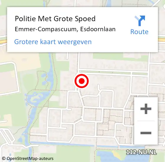 Locatie op kaart van de 112 melding: Politie Met Grote Spoed Naar Emmer-Compascuum, Esdoornlaan op 7 maart 2024 08:14