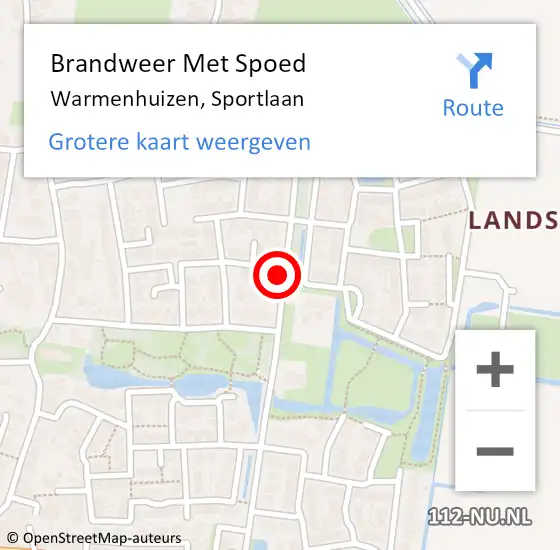 Locatie op kaart van de 112 melding: Brandweer Met Spoed Naar Warmenhuizen, Sportlaan op 7 maart 2024 08:15