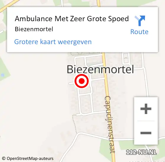 Locatie op kaart van de 112 melding: Ambulance Met Zeer Grote Spoed Naar Biezenmortel op 7 maart 2024 09:06