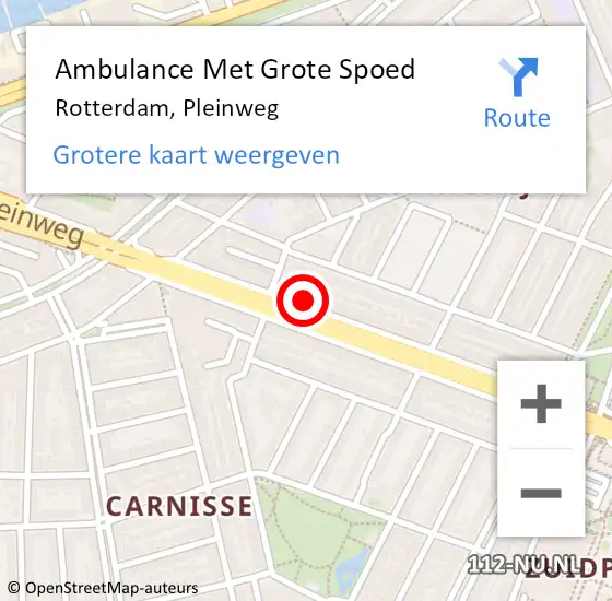 Locatie op kaart van de 112 melding: Ambulance Met Grote Spoed Naar Rotterdam, Pleinweg op 7 maart 2024 09:18