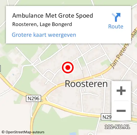 Locatie op kaart van de 112 melding: Ambulance Met Grote Spoed Naar Roosteren, Lage Bongerd op 7 maart 2024 10:24