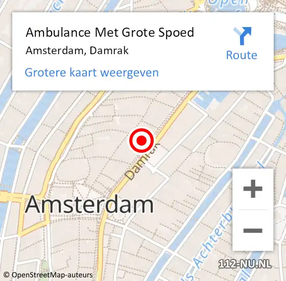Locatie op kaart van de 112 melding: Ambulance Met Grote Spoed Naar Amsterdam, Damrak op 7 maart 2024 11:00