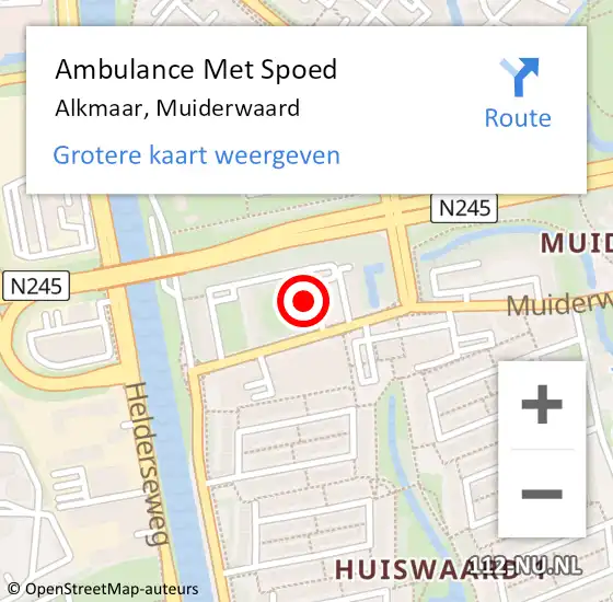Locatie op kaart van de 112 melding: Ambulance Met Spoed Naar Alkmaar, Muiderwaard op 7 maart 2024 11:27