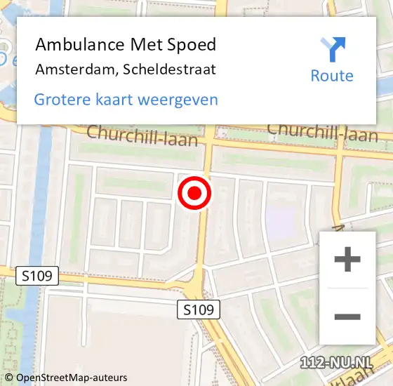 Locatie op kaart van de 112 melding: Ambulance Met Spoed Naar Amsterdam, Scheldestraat op 7 maart 2024 11:29