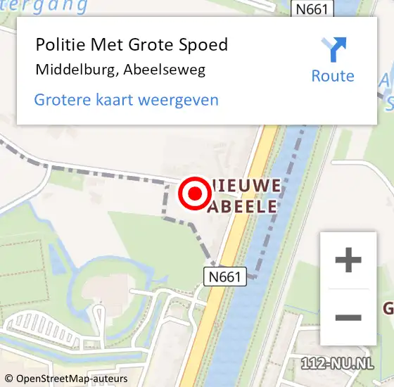 Locatie op kaart van de 112 melding: Politie Met Grote Spoed Naar Middelburg, Abeelseweg op 7 maart 2024 11:38