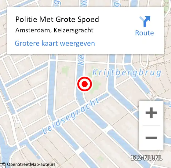 Locatie op kaart van de 112 melding: Politie Met Grote Spoed Naar Amsterdam, Keizersgracht op 7 maart 2024 11:54