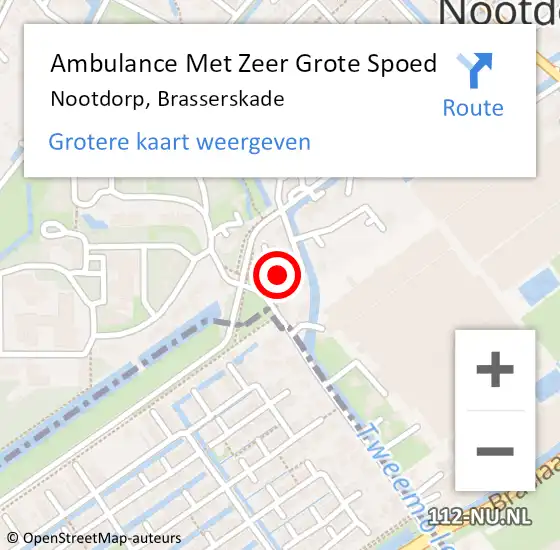 Locatie op kaart van de 112 melding: Ambulance Met Zeer Grote Spoed Naar Nootdorp, Brasserskade op 7 maart 2024 11:54
