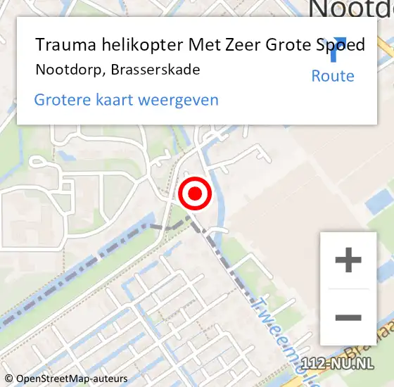 Locatie op kaart van de 112 melding: Trauma helikopter Met Zeer Grote Spoed Naar Nootdorp, Brasserskade op 7 maart 2024 11:55
