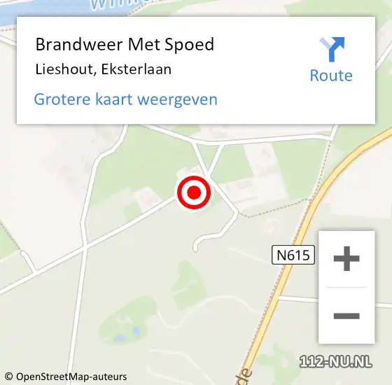 Locatie op kaart van de 112 melding: Brandweer Met Spoed Naar Lieshout, Eksterlaan op 7 maart 2024 11:57