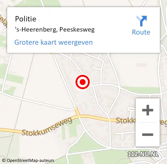 Locatie op kaart van de 112 melding: Politie 's-Heerenberg, Peeskesweg op 7 maart 2024 12:13