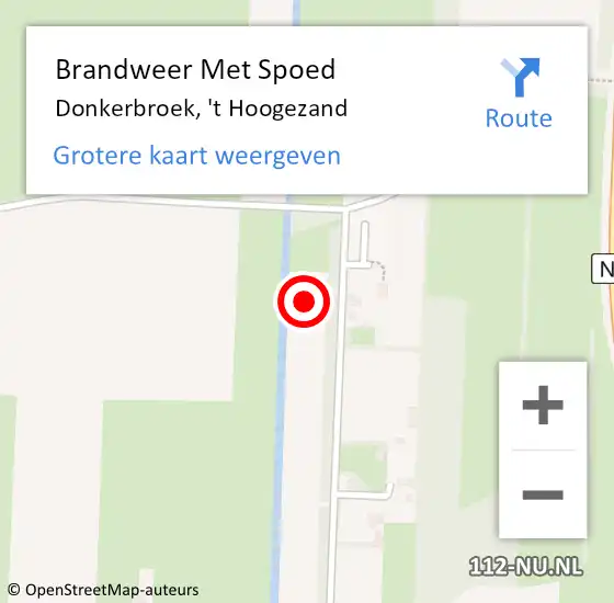 Locatie op kaart van de 112 melding: Brandweer Met Spoed Naar Donkerbroek, 't Hoogezand op 7 maart 2024 12:23