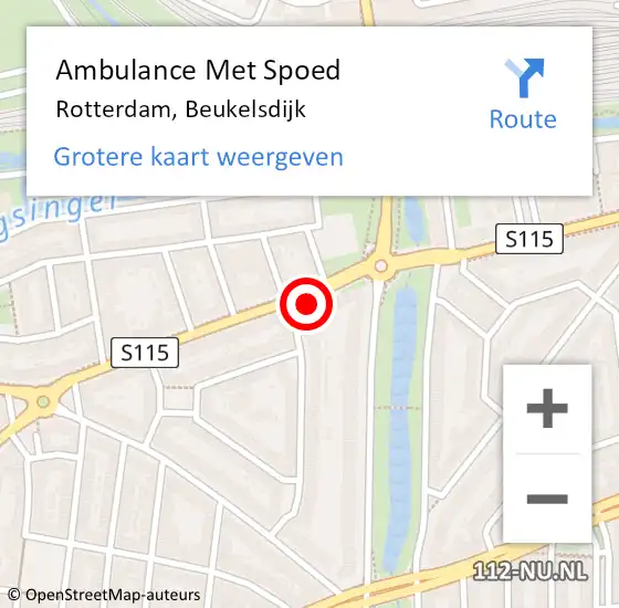 Locatie op kaart van de 112 melding: Ambulance Met Spoed Naar Rotterdam, Beukelsdijk op 7 maart 2024 12:26